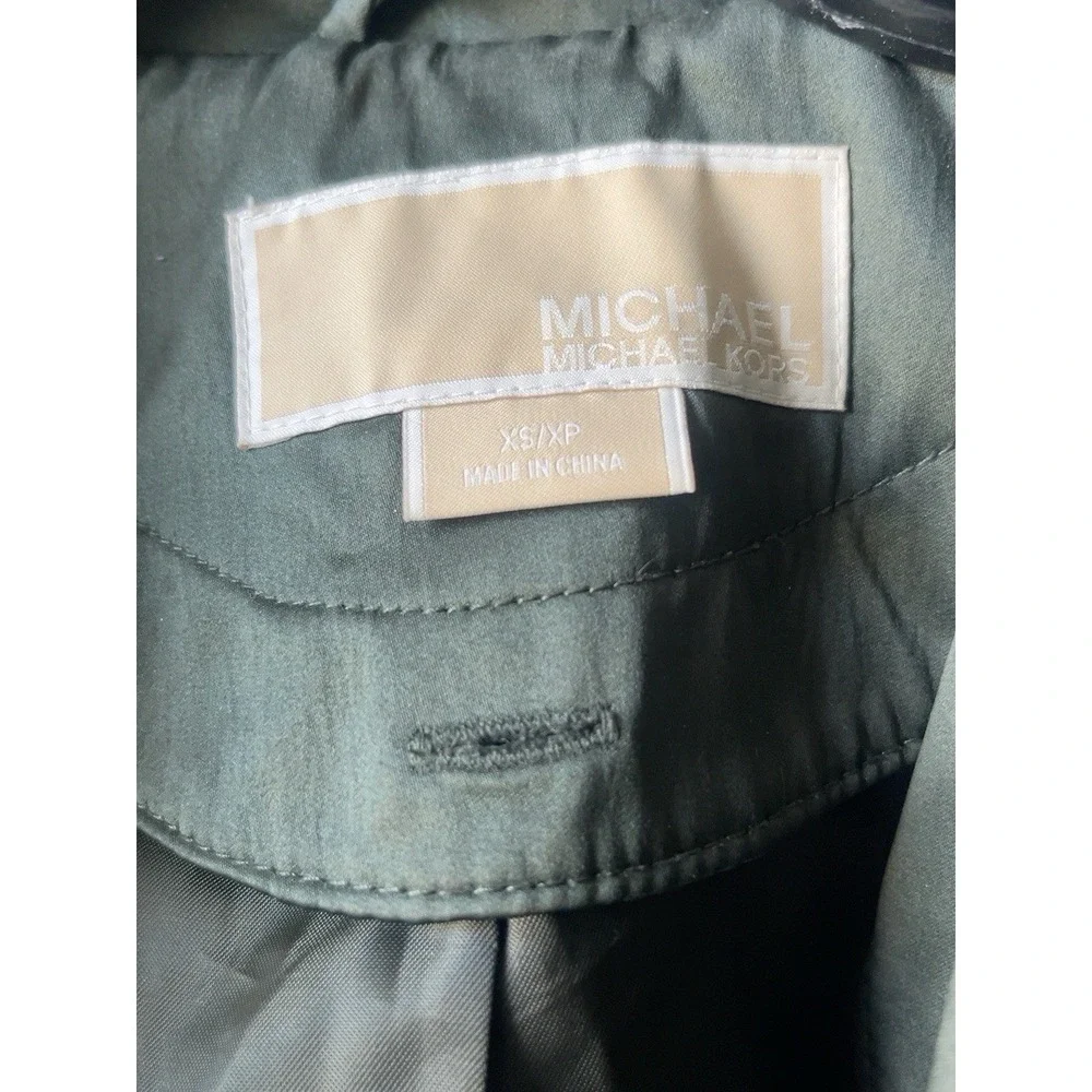 MICHAEL Michael Kors Trench Coat XS Olive Green Belted Double Breasted